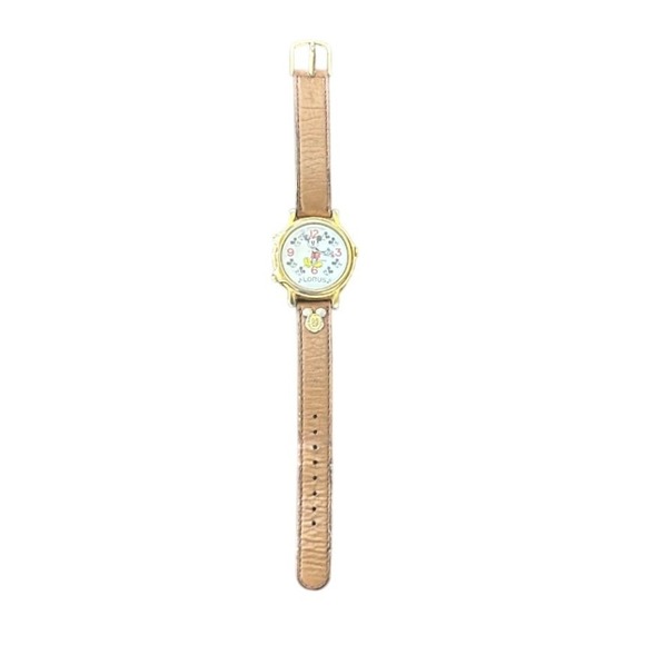 Lorus Accessories - Vintage Lorus Mickey Mouse Musical Watch Gold Tone Disney V422-0010 Tan Leather